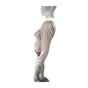 London‎ Jean Velvet Blazer Pink Open Front Cropped Jacket Women Size 8 fairy